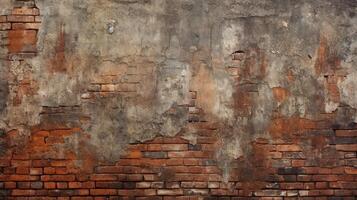 ai generiert verwittert Backstein Mauer rostig und beschädigt ein alt Ruine foto