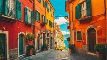 ai generiert schön Straße cinque terre Italien foto