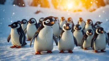 ai generiert süß Pinguine im das Norden foto