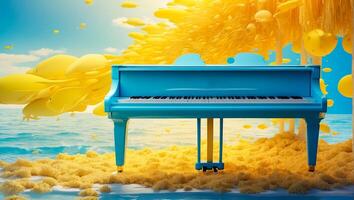 ai generiert schön Klavier im das Meer idyllisch foto