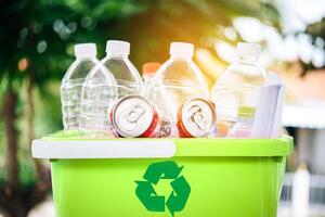Plastik Container zum Recycling, Konzept Grün foto
