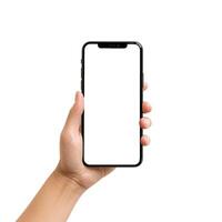 ai generiert Hände halten ein Handy, Mobiltelefon Telefon mit transparent Hintergrund foto