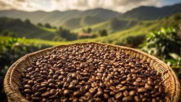 ai generiert Kaffee Ernte auf Plantage foto