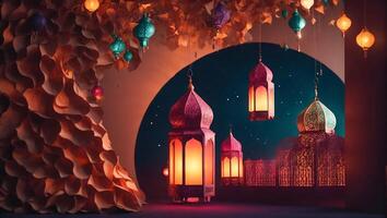 ai generiert Ramadan festlich Laterne foto
