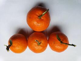 Orange und Grün Blätter isoliert auf Weiß Hintergrund. foto