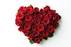 ai generiert Valentinsgrüße Tag Herz gemacht von rot Rosen. foto
