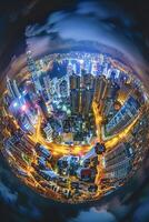 ai generiert atemberaubend Antenne Nacht Aussicht von ein beschwingt Stadtbild ai generiert foto