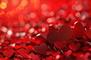 ai generiert Valentinsgrüße Tag oben Aussicht von rot Herzen. foto