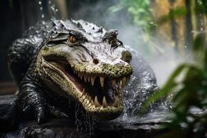 ai generiert wütend Krokodil beim Saigon Zoo foto