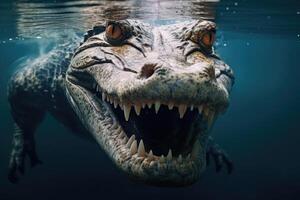 ai generiert Krokodile Kopf im australisch Wasser. foto