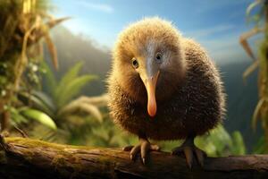 ai generiert tagsüber Herausforderungen zum gefährdet Kiwi Vogel foto