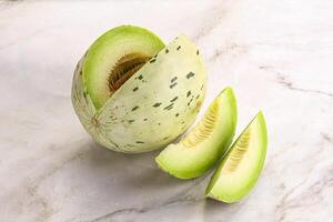 reif Süss und saftig Dalmatiner Melone foto