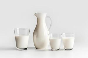 ai generiert isoliert Milch Glas einstellen mit Ausschnitt Wege foto