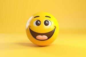 ai generiert Gelb Lächeln Emoji im 3d Wiedergabe. foto