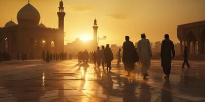 ai generiert Sonnenuntergang beim das Moschee foto