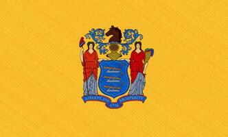 Flagge von Neu Jersey Zustand USA auf ein texturiert Hintergrund. Konzept Collage. foto