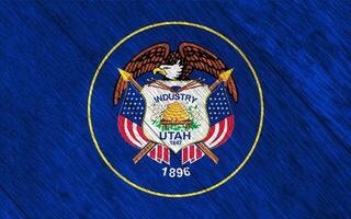 Flagge von Utah USA Zustand auf ein texturiert Hintergrund. Konzept Collage. foto