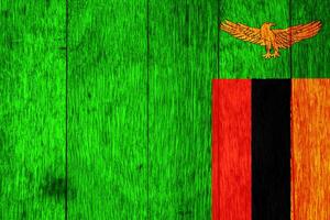 Flagge von Republik von Sambia auf ein texturiert Hintergrund. Konzept Collage. foto