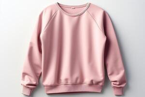 ai generiert Vorderseite Aussicht von Rosa Sweatshirt leer Attrappe, Lehrmodell, Simulation zum Mode Design foto