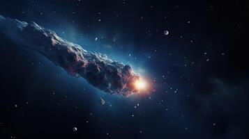 ai generiert Meteor im Raum. himmlisch, kosmisch, Astronomie, interstellar, Meteorid, astral foto