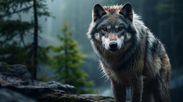 ai generiert Wolf hoch Qualität Bild foto