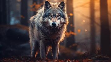 ai generiert Wolf hoch Qualität Bild foto