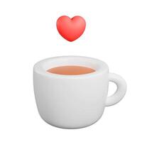 Tasse von Kaffee mit Herzen, Konzept von Liebe von Kaffee, Karikatur Kaffee Tasse, 3d machen foto