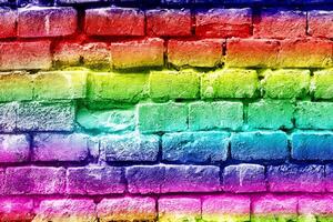 abstrakt Regenbogen Farben Backstein Mauer Hintergrund Aussicht foto