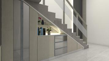 minimalistisch unter Treppe Kabinett Design, 3d Illustration foto