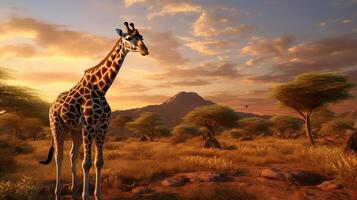 ai generiert Giraffe hoch Qualität Bild foto