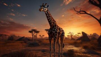 ai generiert Giraffe hoch Qualität Bild foto