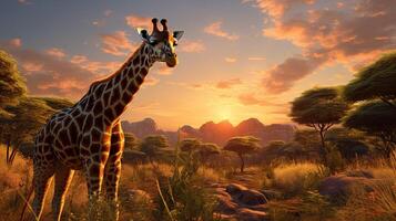 ai generiert Giraffe hoch Qualität Bild foto