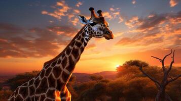 ai generiert Giraffe hoch Qualität Bild foto