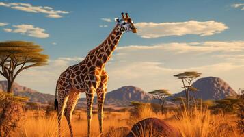 ai generiert Giraffe hoch Qualität Bild foto