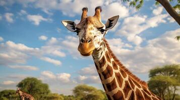 ai generiert Giraffe hoch Qualität Bild foto