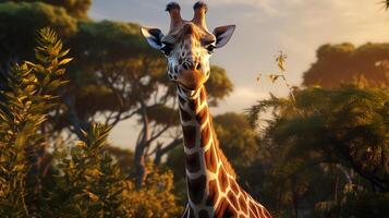 ai generiert Giraffe hoch Qualität Bild foto