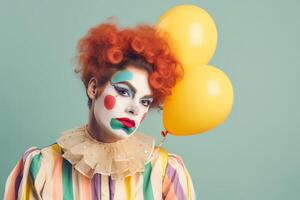 ai generiert Frau gekleidet im Clown. generieren ai foto