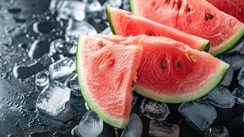 ai generiert löschen Ihre Durst und schlagen das Hitze mit diese erfrischend Wassermelone Scheiben, ein Sommer ist cool Freude, ai generiert. foto