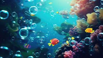 ai generiert Luftblasen erhebt euch anmutig unter das Wasser, Erstellen ein faszinierend tanzen von Luft und flüssig. ai generiert. foto
