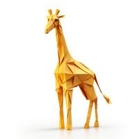 ai generiert bunt Origami Giraffe, einzigartig Papier Polygon Kunstwerk, Ideal Haustier Konzept, ai generiert foto