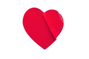 rot Farbe Herz gestalten Aufkleber isoliert auf Weiß Hintergrund foto
