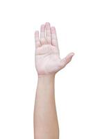 Mann Hand Geste isoliert auf Weiß Hintergrund foto