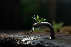 ai generiert Wasserhahn wächst Boden. generieren ai foto