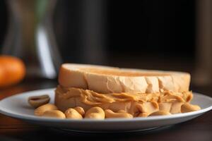 ai generiert Erdnuss Protein Butter Toast. generieren ai foto