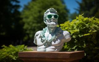 ai generiert Marmor Statue im Farbe Brille Torso auf ein Stand foto