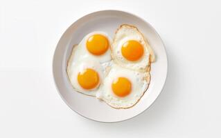ai generiert Frühstück gebraten Eier isoliert auf Weiß Hintergrund foto