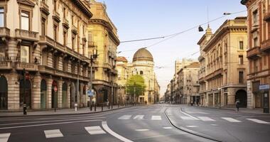 ai generiert strukturell Wunder - - das schön Gebäude Das Linie das beschwingt Durchgangsstraße von zentral Straße foto