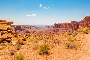 ai generiert Wüste Landschaft Hintergrund foto