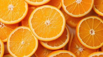 ai generiert ein Hintergrund von frisch geschnitten Orangen, Angebot ein saftig und bunt visuell Erfahrung, ai generiert foto