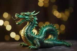 ai generiert traditionell Chinesisch Grün Drachen Studio Foto. generieren ai foto
